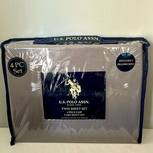 US POLO ASSN Twin Mattress Bed Sheets 4pcs (extra pillow case) Gray